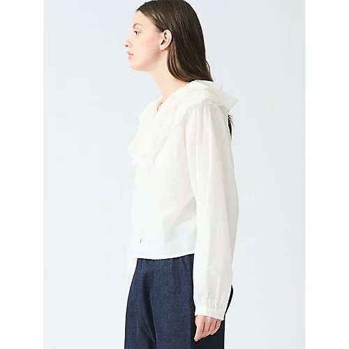 【ミズイロ インド/mizuiro ind】のダブルフリルカラーシャツ 人気、トレンドファッション・服の通販 founy(ファニー) 　ファッション　Fashion　レディースファッション　Fashion for Women　トップス・カットソー　Cut & Sew Tops　シャツ・ブラウス・オフィスカジュアル　Elegant Blouses & Button-Ups　ダブル　Double, Double-Breasted　フリル　Frill, Ruffle　other-3|ID: prp329100004960737 ipo3291000000037219986