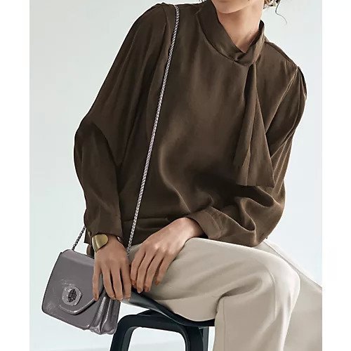 【スタイルデリ/STYLE DELI】の片寄せボウタイブラウス インテリア・キッズ・メンズ・レディースファッション・服の通販 founy(ファニー) 　ファッション　Fashion　レディースファッション　Fashion for Women　トップス・カットソー　Cut & Sew Tops　シャツ・ブラウス・オフィスカジュアル　Elegant Blouses & Button-Ups　インナー　Innerwear　サロペット　Overalls, Salopette　ジャケット　Jacket, Outerwear　デニム　Denim, Jeans Material　長袖　Long Sleeve, Full Sleeve　ブラウンカーキ|ID: prp329100004960738 ipo3291000000037219994