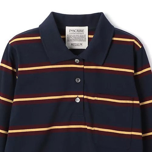 【アンスクリア/INSCRIRE】のBorder Short Polo Shirt 人気、トレンドファッション・服の通販 founy(ファニー) 　ファッション　Fashion　レディースファッション　Fashion for Women　トップス・カットソー　Cut & Sew Tops　シャツ・ブラウス・オフィスカジュアル　Elegant Blouses & Button-Ups　ポロシャツ・きれいめカジュアル　Smart-Casual Polo Tops　ボーダー　Border, Stripe　ポロシャツ　Polo Shirt, Collared Tee　ロング　Long, Long-Length　洗える　Machine Washable　長袖　Long Sleeve, Full Sleeve　other-3|ID: prp329100004960766 ipo3291000000037220152