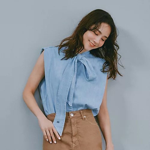 【バウト/BOWTE】のSELVAGE DENIM BOWTIE BLOUSE 人気、トレンドファッション・服の通販 founy(ファニー) 　ファッション　Fashion　レディースファッション　Fashion for Women　デニム　Denim, Jeans Material　ノースリーブ　Sleeveless, No-Sleeve　ボックス　Boxy, Box Shape　ユーズド　Used, Vintage-Look　洗える　Machine Washable　other-3|ID: prp329100004960792 ipo3291000000037220272