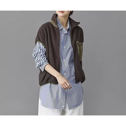 【マディソンブルー/MADISONBLUE】のBOA VEST C/P インテリア・キッズ・メンズ・レディースファッション・服の通販 founy(ファニー) 　ファッション　Fashion　レディースファッション　Fashion for Women　アウター　Coat / Outerwear Collection　トップス・カットソー　Cut & Sew Tops　ベスト&ジレ / 重ね着スタイル　Vests & Gilets　アウトドア　Outdoor Clothing　エレガント 上品　Elegant　コンパクト　Compact, Small Size　ポケット　Pocket, Pocket Detail　ループ　Loop, Loop Knit　BROWN|ID: prp329100004960838 ipo3291000000037220491