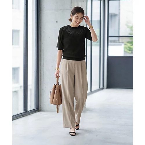 【スタイルデリ/STYLE DELI】のデコルテシアー5分袖シャリ感ニットトップス 人気、トレンドファッション・服の通販 founy(ファニー) 　ファッション　Fashion　レディースファッション　Fashion for Women　トップス・カットソー　Cut & Sew Tops　ニット　Knit Tops & Sweaters　イエロー　Yellow　インナー　Innerwear　サマー　Summer, Summer Style　サロペット　Overalls, Salopette　シアー　Sheer, See-Through　ジャケット　Jacket, Outerwear　ストライプ　Stripe, Striped Pattern　スマート　Smart, Elegant　スリット　Slit, Slit Detail　デコルテ　Décolleté, Neckline　定番　Standard, Basic Item　フィット　Fit, Slim Fit　ポケット　Pocket, Pocket Detail　半袖　Short Sleeve, Half Sleeve　夏　Summer　other-2|ID: prp329100004960843 ipo3291000000037220517