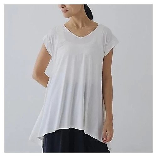 【ドレスハーセルフ/DRESS HERSELF】のカットソー/シルクモダール フレア【セットアップ可】 インテリア・キッズ・メンズ・レディースファッション・服の通販 founy(ファニー) 　ファッション　Fashion　レディースファッション　Fashion for Women　トップス・カットソー　Cut & Sew Tops　カットソー・ベーシックTシャツ　Cut-and-Sewn Tops / Stretch Tees & Basics　カットソー　Cut and Sewn Top　セットアップ　Set-Up, Coordinated Outfit　ドレープ　Drape, Draping Fabric　フレア　Flare, Flared　リュクス　Luxury, Elegant, High-End, Chic　夏　Summer　オフ白|ID: prp329100004960872 ipo3291000000037220646