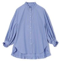 【ペールジュート/Pale Jute】のLong tail shirt 大人の最旬トレンドファッション＆コーディネート founy(ファウニー) ファッション Fashion レディースファッション Fashion for Women トップス・カットソー Cut & Sew Tops シャツ・ブラウス・オフィスカジュアル Elegant Blouses & Button-Ups ストライプ Stripe, Striped Pattern フリル Frill, Ruffle 洗える Machine Washable |ID:prp329100004960956