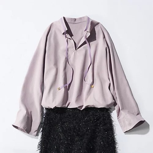 【イーバイエクラ/E by eclat】のバンドカラーキーネックシャツ 人気、トレンドファッション・服の通販 founy(ファニー) 　ファッション　Fashion　レディースファッション　Fashion for Women　トップス・カットソー　Cut & Sew Tops　シャツ・ブラウス・オフィスカジュアル　Elegant Blouses & Button-Ups　なめらか　Smooth, Silky Texture　タイプライター　Typewriter Fabric, Crisp Cotton　フォルム　Silhouette, Form　洗える　Machine Washable　other-2|ID: prp329100004960989 ipo3291000000037221236