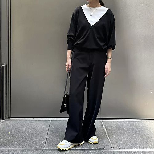 【イーバイエクラ/E by eclat】のディープVネックツインニット 人気、トレンドファッション・服の通販 founy(ファニー) 　ファッション　Fashion　レディースファッション　Fashion for Women　トップス・カットソー　Cut & Sew Tops　ニット　Knit Tops & Sweaters　Vネックトップス　V-Neck Tops / V-Cut Neckline Shirts　バランス　Balance, Style Balance　洗える　Machine Washable　other-2|ID: prp329100004960992 ipo3291000000037221250