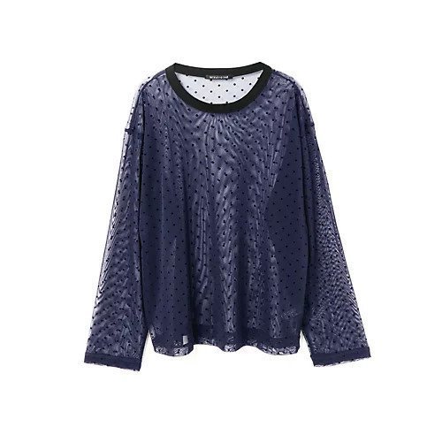【ミズイロ インド/mizuiro ind】のメッシュドットクルーネックプルオーバー インテリア・キッズ・メンズ・レディースファッション・服の通販 founy(ファニー) 　ファッション　Fashion　レディースファッション　Fashion for Women　トップス・カットソー　Cut & Sew Tops　カジュアルプルオーバー・ニットトップス　Pullovers & Knit Tops / Casual Pullovers　チュール　Tulip, Tulip Motif　ドット　Polka Dot, Dot Pattern　人気　Popular, Best Seller　ネイビー|ID: prp329100004961027 ipo3291000000037221427