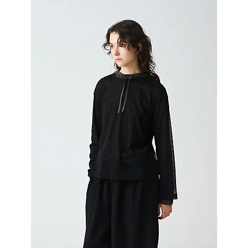 【ミズイロ インド/mizuiro ind】のメッシュドットクルーネックプルオーバー 人気、トレンドファッション・服の通販 founy(ファニー) 　ファッション　Fashion　レディースファッション　Fashion for Women　トップス・カットソー　Cut & Sew Tops　カジュアルプルオーバー・ニットトップス　Pullovers & Knit Tops / Casual Pullovers　チュール　Tulip, Tulip Motif　ドット　Polka Dot, Dot Pattern　人気　Popular, Best Seller　other-3|ID: prp329100004961027 ipo3291000000037221430