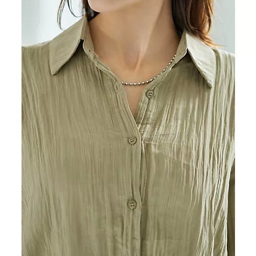 【スタイルデリ/STYLE DELI】のシワ加工グロッシーシャツ 人気、トレンドファッション・服の通販 founy(ファニー) 　ファッション　Fashion　レディースファッション　Fashion for Women　トップス・カットソー　Cut & Sew Tops　シャツ・ブラウス・オフィスカジュアル　Elegant Blouses & Button-Ups　イエロー　Yellow　インナー　Innerwear　カフス　Cuff Design　サテン　Satin, Glossy Fabric　ジャケット　Jacket, Outerwear　スリット　Slit, Slit Detail　タートル　Turtleneck, Turtle Collar　長袖　Long Sleeve, Full Sleeve　バランス　Balance, Style Balance　フォルム　Silhouette, Form　フロント　Front, Front Design　ポケット　Pocket, Pocket Detail　旅行　Travel　エレガント 上品　Elegant　other-3|ID: prp329100004961100 ipo3291000000037221823