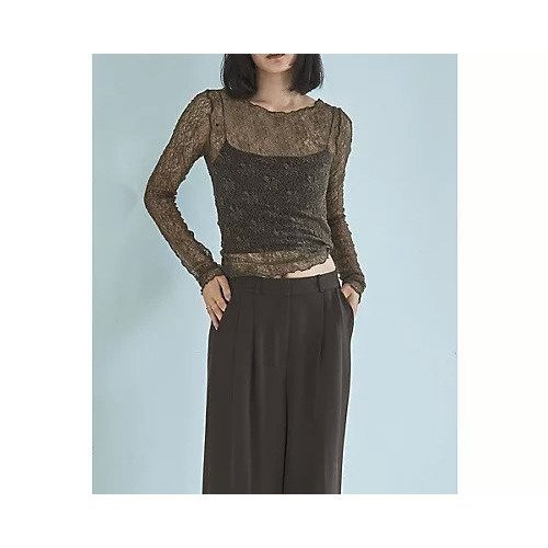 【マージュール/marjour】のVINTAGE NUANCE SHEER LACE TOPS インテリア・キッズ・メンズ・レディースファッション・服の通販 founy(ファウニー) https://founy.com/ ファッション Fashion レディースファッション Fashion for Women トップス・カットソー Cut & Sew Tops インナー Innerwear ヴィンテージ Vintage Style 洗える Machine Washable シアー Sheer, See-Through ジャケット Jacket, Outerwear スウェット / スエット Sweatshirt, Sweatwear ストレッチ Stretch, Stretchy Fabric とろみ Fluid, Flowy Fabric ポケット Pocket, Pocket Detail レース Lace, Lace Fabric 夏 Summer |ID: prp329100004961122 ipo3291000000037221930