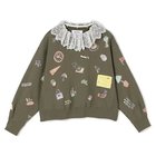 【ミュベール/MUVEIL】のレース襟付き落書きプリントスウェットプルオーバー khaki|ID: prp329100004961229 ipo3291000000037248579