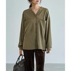 【スタイルデリ/STYLE DELI】の袖口リブの身頃がポケットVネックシャツ カーキ|ID: prp329100004961297 ipo3291000000037248479