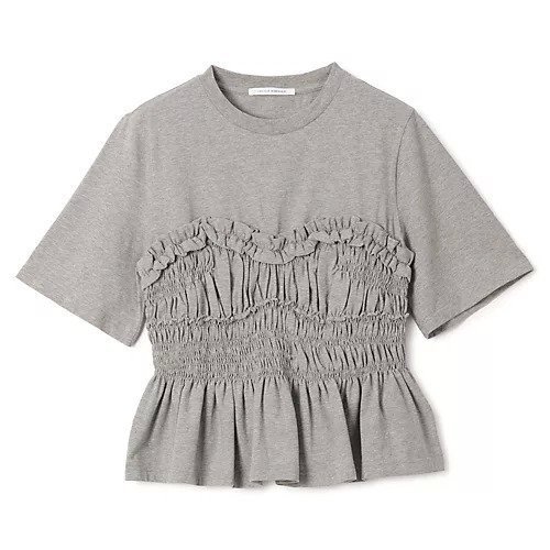 【セシリー バンセン/CECILIE BAHNSEN】のVILDE T-SHIRT JERSEY インテリア・キッズ・メンズ・レディースファッション・服の通販 founy(ファニー) 　ファッション　Fashion　レディースファッション　Fashion for Women　トップス・カットソー　Cut & Sew Tops　シャツ・ブラウス・オフィスカジュアル　Elegant Blouses & Button-Ups　ロングTシャツ・Tシャツ　Longline T-Shirts & Tees　ギャザー　Gathered, Ruffled　コンパクト　Compact, Small Size　フリル　Frill, Ruffle　ペプラム　Peplum, Flared Hem　ボトム　Bottoms, Lower Wear　洗える　Machine Washable　GREY MELANGE|ID: prp329100004961379 ipo3291000000037223188