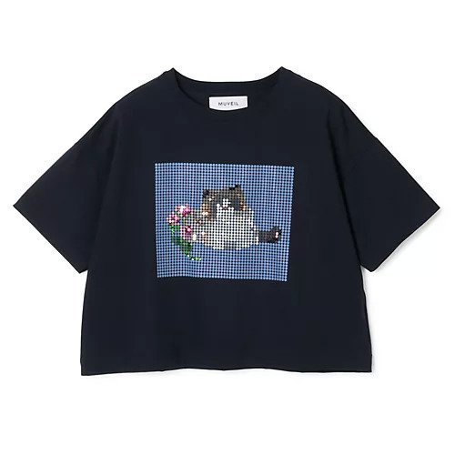 【ミュベール/MUVEIL】のキャットプリント刺繍Tシャツ インテリア・キッズ・メンズ・レディースファッション・服の通販 founy(ファウニー) https://founy.com/ ファッション Fashion レディースファッション Fashion for Women トップス・カットソー Cut & Sew Tops シャツ・ブラウス・オフィスカジュアル Elegant Blouses & Button-Ups ロングTシャツ・Tシャツ Longline T-Shirts & Tees グラフィック Graphic, Graphic Design スパンコール Sequins, Sequin Embellishment ドット Polka Dot, Dot Pattern バランス Balance, Style Balance 洗える Machine Washable |ID: prp329100004961439 ipo3291000000037248569