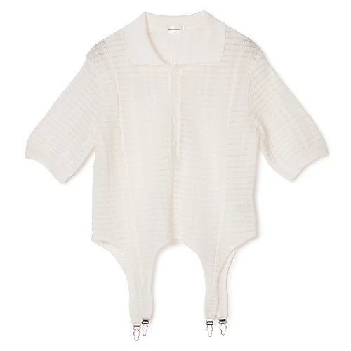 【チカ キサダ/CHIKA KISADA】のポロニット インテリア・キッズ・メンズ・レディースファッション・服の通販 founy(ファニー) 　ファッション　Fashion　レディースファッション　Fashion for Women　トップス・カットソー　Cut & Sew Tops　ニット　Knit Tops & Sweaters　なめらか　Smooth, Silky Texture　クラシカル　Classical, Vintage-Inspired　シアー　Sheer, See-Through　フィット　Fit, Slim Fit　洗える　Machine Washable　Off White|ID: prp329100004961484 ipo3291000000037223743