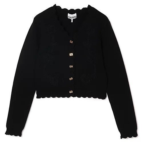 【ガニー/GANNI】のCotton Cashmere Crochet Applique Cardigan インテリア・キッズ・メンズ・レディースファッション・服の通販 founy(ファウニー) https://founy.com/ ファッション Fashion レディースファッション Fashion for Women トップス・カットソー Cut & Sew Tops カーディガン・羽織り Layered Style Cardigans かぎ針 Crochet カーディガン Cardigan, Knitwear コンパクト Compact, Small Size バタフライ Butterfly, Butterfly Motif フリル Frill, Ruffle |ID: prp329100004961511 ipo3291000000037223893
