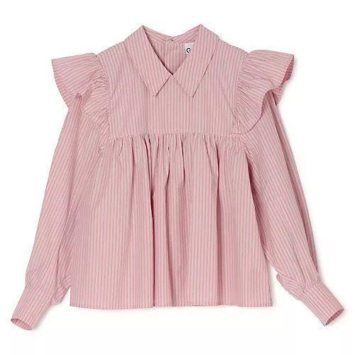 【ガニー/GANNI】のOxford Stripe Frill Blouse インテリア・キッズ・メンズ・レディースファッション・服の通販 founy(ファウニー) https://founy.com/ ファッション Fashion レディースファッション Fashion for Women ストライプ Stripe, Striped Pattern スモック Smock, Smock Dress ドッキング Docking, Mixed Material フリル Frill, Ruffle エレガント 上品 Elegant 洗える Machine Washable |ID: prp329100004961537 ipo3291000000037241377