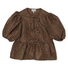 【ガニー/GANNI】のCrinkled Taffeta Check Peplum Blouse Tobacco Brown|ID: prp329100004961539 ipo3291000000037241390