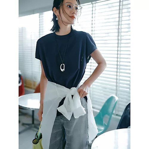 【グッド ピープル グッド ステッチング グッド プロダクト/GOOD PEOPLE GOOD STITCHING GOOD PRODUCT】のCrew Neck French Sleeve T 人気、トレンドファッション・服の通販 founy(ファニー) 　ファッション　Fashion　レディースファッション　Fashion for Women　トップス・カットソー　Cut & Sew Tops　洗える　Machine Washable　ジャケット　Jacket, Outerwear　スリーブ　Sleeve, Long Sleeve / Short Sleeve　定番　Standard, Basic Item　フレンチ　French, French Style　エレガント 上品　Elegant　other-2|ID: prp329100004961602 ipo3291000000037224303