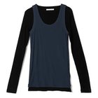【プレインピープル/PLAIN PEOPLE】のハイツイストフライスタンクトップレイヤードTシャツ ブラック×ブルーグレー|ID: prp329100004961606 ipo3291000000037241555