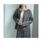 【スタイルデリ/STYLE DELI】の【BLK001】ノーカラーゴールドボタンカーディガン ダークグレー|ID: prp329100004961615 ipo3291000000037241630