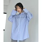 【スタイルデリ/STYLE DELI】の【BLK001】ブロード&ストライプチュールかぶせシャツ ブルー×ストライプ|ID: prp329100004961660 ipo3291000000037224605