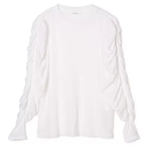 【チノ/CINOH】のSHEF GATHERED SLEEVE LONG T SHIRT インテリア・キッズ・メンズ・レディースファッション・服の通販 founy(ファウニー) https://founy.com/ ファッション Fashion レディースファッション Fashion for Women トップス・カットソー Cut & Sew Tops シャツ・ブラウス・オフィスカジュアル Elegant Blouses & Button-Ups ロングTシャツ・Tシャツ Longline T-Shirts & Tees インド Indian Textile 洗える Machine Washable カットソー Cut and Sewn Top ギャザー Gathered, Ruffled 吸水 Absorbent, Quick-Dry シアー Sheer, See-Through シンプル Simple, Minimal スリーブ Sleeve, Long Sleeve / Short Sleeve デニム Denim, Jeans Material ドッキング Docking, Mixed Material ドレープ Drape, Draping Fabric 定番 Standard, Basic Item バランス Balance, Style Balance フォルム Silhouette, Form ロング Long, Long-Length 夏 Summer エレガント 上品 Elegant |ID: prp329100004961663 ipo3291000000037224618