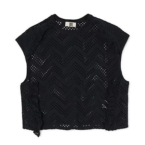 【アンフィル/unfil】のpattern mesh cotton jersey ruffled sleeveless top インテリア・キッズ・メンズ・レディースファッション・服の通販 founy(ファニー) https://founy.com/ ファッション Fashion レディースファッション Fashion for Women トップス・カットソー Cut & Sew Tops フレア Flare, Flared メッシュ Mesh, Net Fabric 洗える Machine Washable |ID: prp329100004961671 ipo3291000000037224659