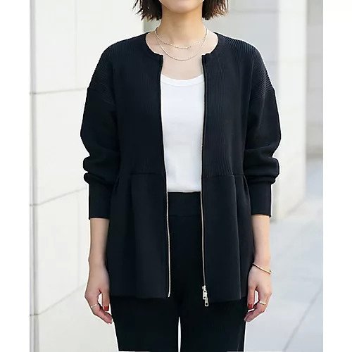 【スタイルデリ/STYLE DELI】の【LUXE】セット対応 Wジップペプラムトップス インテリア・キッズ・メンズ・レディースファッション・服の通販 founy(ファニー) 　ファッション　Fashion　レディースファッション　Fashion for Women　トップス・カットソー　Cut & Sew Tops　イエロー　Yellow　インナー　Innerwear　春　Spring　軽量　Lightweight, Ultra Light　スリット　Slit, Slit Detail　セットアップ　Set-Up, Coordinated Outfit　ダブル　Double, Double-Breasted　デニム　Denim, Jeans Material　定番　Standard, Basic Item　長袖　Long Sleeve, Full Sleeve　バランス　Balance, Style Balance　フィット　Fit, Slim Fit　フロント　Front, Front Design　ペプラム　Peplum, Flared Hem　ポケット　Pocket, Pocket Detail　ループ　Loop, Loop Knit　S/S・春夏　SS, Spring/Summer, Warm Season　夏　Summer　ブラック|ID: prp329100004961673 ipo3291000000037224679