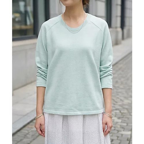 【スタイルデリ/STYLE DELI】のサラッと綿混Uネックニットトップス インテリア・キッズ・メンズ・レディースファッション・服の通販 founy(ファニー) 　ファッション　Fashion　レディースファッション　Fashion for Women　トップス・カットソー　Cut & Sew Tops　ニット　Knit Tops & Sweaters　イエロー　Yellow　カットソー　Cut and Sewn Top　コンパクト　Compact, Small Size　シンプル　Simple, Minimal　ジャケット　Jacket, Outerwear　ストレート　Straight, Straight Cut　スリット　Slit, Slit Detail　スリーブ　Sleeve, Long Sleeve / Short Sleeve　長袖　Long Sleeve, Full Sleeve　バランス　Balance, Style Balance　フォルム　Silhouette, Form　ブルゾン　Blouson, Bomber Jacket　メランジ　Melange, Mixed Yarn　エレガント 上品　Elegant　ミント|ID: prp329100004961702 ipo3291000000037224827