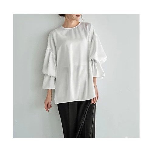 【スタイルデリ/STYLE DELI】のシボ生地ブラウジングスリーブブラウス 人気、トレンドファッション・服の通販 founy(ファニー) 　ファッション　Fashion　レディースファッション　Fashion for Women　トップス・カットソー　Cut & Sew Tops　シャツ・ブラウス・オフィスカジュアル　Elegant Blouses & Button-Ups　イエロー　Yellow　インナー　Innerwear　エアリー　Airy Texture　春　Spring　キャミソール　Camisole, Spaghetti Strap Top　サロペット　Overalls, Salopette　シアー　Sheer, See-Through　シルキー　Silky, Smooth Texture　ジャケット　Jacket, Outerwear　ストレート　Straight, Straight Cut　スリット　Slit, Slit Detail　チュニック　Tunic, Long Top　長袖　Long Sleeve, Full Sleeve　バランス　Balance, Style Balance　フレア　Flare, Flared　ベスト　Vest, Waistcoat　レギンス　Leggings, Stretch Pants　other-2|ID: prp329100004961740 ipo3291000000037225067