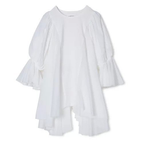 【アユーシ/AAYUSHI】のリルヘムパフスリーブトップス インテリア・キッズ・メンズ・レディースファッション・服の通販 founy(ファニー) 　ファッション　Fashion　レディースファッション　Fashion for Women　トップス・カットソー　Cut & Sew Tops　インド　Indian Textile　洗える　Machine Washable　ギャザー　Gathered, Ruffled　シルク　Silk, 100% Silk　シンプル　Simple, Minimal　スリーブ　Sleeve, Long Sleeve / Short Sleeve　フレア　Flare, Flared　WHITE|ID: prp329100004961799 ipo3291000000037225379