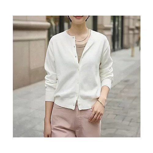 【スタイルデリ/STYLE DELI】のBASICクルーネックカーディガン インテリア・キッズ・メンズ・レディースファッション・服の通販 founy(ファニー) https://founy.com/ ファッション Fashion レディースファッション Fashion for Women トップス・カットソー Cut & Sew Tops カーディガン・羽織り Layered Style Cardigans イエロー Yellow スニーカー Sneakers, Trainers スリット Slit, Slit Detail 定番 Standard, Basic Item 長袖 Long Sleeve, Full Sleeve バランス Balance, Style Balance フォルム Silhouette, Form フレア Flare, Flared フロント Front, Front Design ポケット Pocket, Pocket Detail リラックス Relax, Relaxed Fit ループ Loop, Loop Knit 夏 Summer |ID: prp329100004961865 ipo3291000000037225733