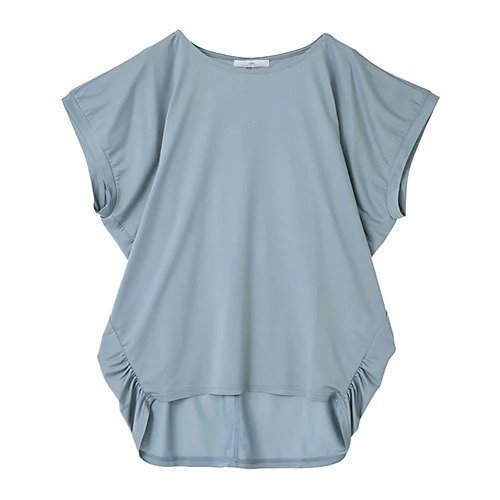 【ジュリエ/Julier】のマイクロ天竺ドレープトップス インテリア・キッズ・メンズ・レディースファッション・服の通販 founy(ファニー) 　ファッション　Fashion　レディースファッション　Fashion for Women　トップス・カットソー　Cut & Sew Tops　コレクション　Collection, Seasonal Line　シンプル　Simple, Minimal　ドレープ　Drape, Draping Fabric　半袖　Short Sleeve, Half Sleeve　無地　Plain, Solid Color　ヨガ　Yoga, Yoga Wear　ランニング　Running, Running Wear, Activewear, Jogging　リラックス　Relax, Relaxed Fit　スモーキーブルー|ID: prp329100004961872 ipo3291000000037225771