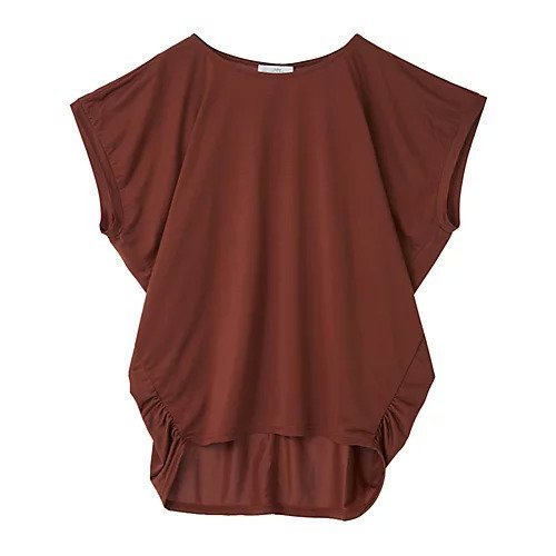 【ジュリエ/Julier】のマイクロ天竺ドレープトップス インテリア・キッズ・メンズ・レディースファッション・服の通販 founy(ファニー) 　ファッション　Fashion　レディースファッション　Fashion for Women　トップス・カットソー　Cut & Sew Tops　コレクション　Collection, Seasonal Line　シンプル　Simple, Minimal　ドレープ　Drape, Draping Fabric　半袖　Short Sleeve, Half Sleeve　無地　Plain, Solid Color　ヨガ　Yoga, Yoga Wear　ランニング　Running, Running Wear, Activewear, Jogging　リラックス　Relax, Relaxed Fit　テラコッタ|ID: prp329100004961872 ipo3291000000037225772