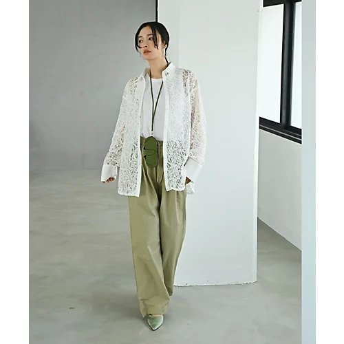 【スタイルデリ/STYLE DELI】の【BLK001】刺繍レースオーバーサイズシャツ 人気、トレンドファッション・服の通販 founy(ファニー) 　ファッション　Fashion　レディースファッション　Fashion for Women　トップス・カットソー　Cut & Sew Tops　シャツ・ブラウス・オフィスカジュアル　Elegant Blouses & Button-Ups　インナー　Innerwear　カフス　Cuff Design　キャミ　Camisole, Cami Top　シンプル　Simple, Minimal　スラックス　Slacks, Dress Pants　タンク　Tank Top, Sleeveless Top　ダウン　Down, Puffer　デニム　Denim, Jeans Material　バランス　Balance, Style Balance　ベーシック　Basic, Essential　レース　Lace, Lace Fabric　other-2|ID: prp329100004961891 ipo3291000000037225894