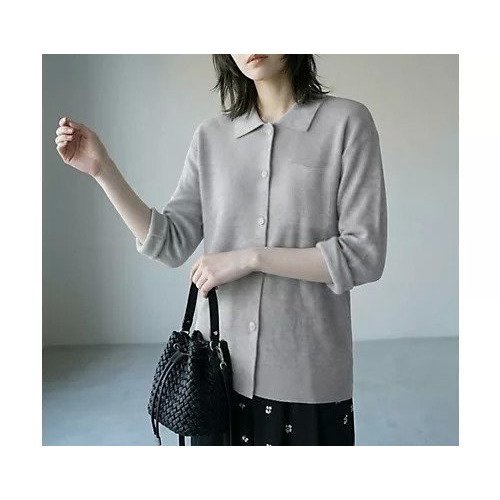 【スタイルデリ/STYLE DELI】の【BLK001】リサイクルポリシャツニット インテリア・キッズ・メンズ・レディースファッション・服の通販 founy(ファニー) 　ファッション　Fashion　レディースファッション　Fashion for Women　トップス・カットソー　Cut & Sew Tops　ニット　Knit Tops & Sweaters　シャツ・ブラウス・オフィスカジュアル　Elegant Blouses & Button-Ups　シンプル　Simple, Minimal　スラックス　Slacks, Dress Pants　バランス　Balance, Style Balance　フロント　Front, Front Design　ベーシック　Basic, Essential　リラックス　Relax, Relaxed Fit　ワイド　Wide, Wide Fit　ライトグレー|ID: prp329100004961920 ipo3291000000037226102