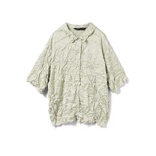 【ミズイロ インド/mizuiro ind】のワッシャーハーフスリーブシャツ インテリア・キッズ・メンズ・レディースファッション・服の通販 founy(ファニー) 　ファッション　Fashion　レディースファッション　Fashion for Women　トップス・カットソー　Cut & Sew Tops　シャツ・ブラウス・オフィスカジュアル　Elegant Blouses & Button-Ups　サテン　Satin, Glossy Fabric　ワッシャー　Washer, Crinkled Finish　エレガント 上品　Elegant　夏　Summer　サンドベージュ|ID: prp329100004961925 ipo3291000000037226135