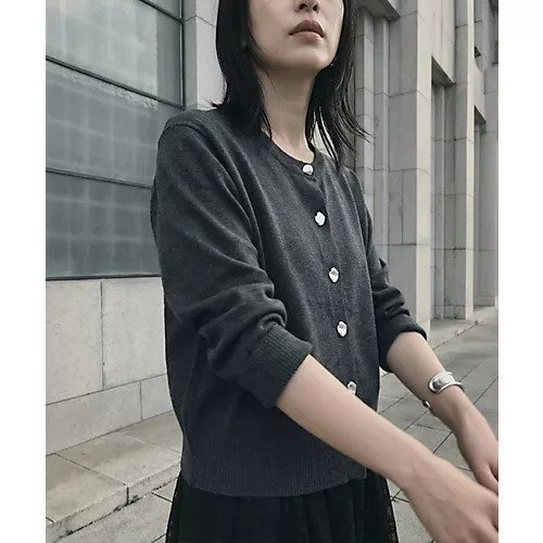 【スタイルデリ/STYLE DELI】の【BLK001】リサイクルポリニュアンス釦カーディガン インテリア・キッズ・メンズ・レディースファッション・服の通販 founy(ファニー) 　ファッション　Fashion　レディースファッション　Fashion for Women　トップス・カットソー　Cut & Sew Tops　カーディガン・羽織り　Layered Style Cardigans　カーディガン　Cardigan, Knitwear　コンパクト　Compact, Small Size　シンプル　Simple, Minimal　スラックス　Slacks, Dress Pants　バランス　Balance, Style Balance　フォルム　Silhouette, Form　ベーシック　Basic, Essential　ルーズ　Loose, Oversized　ロング　Long, Long-Length　ワイド　Wide, Wide Fit　チャコール|ID: prp329100004961933 ipo3291000000037226172