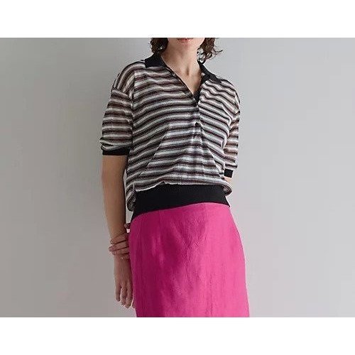 【マルティニーク/martinique】のシアーボーダーポロ インテリア・キッズ・メンズ・レディースファッション・服の通販 founy(ファニー) 　ファッション　Fashion　レディースファッション　Fashion for Women　おすすめ　Recommended / Our Picks　インナー　Innerwear　シアー　Sheer, See-Through　ボーダー　Border, Stripe　メンズ　Men's, Menswear　夏　Summer　春　Spring　オフ×ブラック|ID: prp329100004961964 ipo3291000000037226368