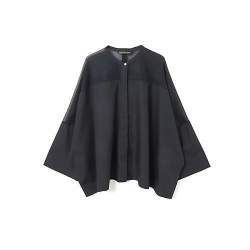 【ミズイロ インド/mizuiro ind】のシアーショルダースタンドカラーワイドシャツ インテリア・キッズ・メンズ・レディースファッション・服の通販 founy(ファニー) 　ファッション　Fashion　レディースファッション　Fashion for Women　トップス・カットソー　Cut & Sew Tops　シャツ・ブラウス・オフィスカジュアル　Elegant Blouses & Button-Ups　おすすめ　Recommended / Our Picks　シアー　Sheer, See-Through　バランス　Balance, Style Balance　パープル　Purple, Violet　ベーシック　Basic, Essential　ミックス　Mix, Mixed Style　ヨーク　Yoke, Yoke Design　エレガント 上品　Elegant　今季　This Season, Current Season　再入荷　Restock / Back in Stock　夏　Summer　定番　Standard, Basic Item　ネイビー|ID: prp329100004961985 ipo3291000000037226464