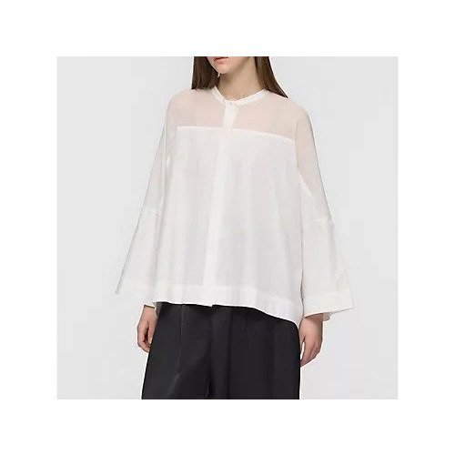 【ミズイロ インド/mizuiro ind】のシアーショルダースタンドカラーワイドシャツ 人気、トレンドファッション・服の通販 founy(ファニー) 　ファッション　Fashion　レディースファッション　Fashion for Women　トップス・カットソー　Cut & Sew Tops　シャツ・ブラウス・オフィスカジュアル　Elegant Blouses & Button-Ups　おすすめ　Recommended / Our Picks　シアー　Sheer, See-Through　バランス　Balance, Style Balance　パープル　Purple, Violet　ベーシック　Basic, Essential　ミックス　Mix, Mixed Style　ヨーク　Yoke, Yoke Design　エレガント 上品　Elegant　今季　This Season, Current Season　再入荷　Restock / Back in Stock　夏　Summer　定番　Standard, Basic Item　other-2|ID: prp329100004961985 ipo3291000000037226467