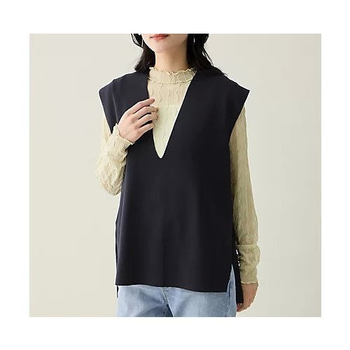 【エニー/ANY】のVネックニットベスト 人気、トレンドファッション・服の通販 founy(ファニー) 　ファッション　Fashion　レディースファッション　Fashion for Women　アウター　Coat / Outerwear Collection　トップス・カットソー　Cut & Sew Tops　ニット　Knit Tops & Sweaters　ベスト&ジレ / 重ね着スタイル　Vests & Gilets　Vネックトップス　V-Neck Tops / V-Cut Neckline Shirts　インナー　Innerwear　スリット　Slit, Slit Detail　ベスト　Vest, Waistcoat　other-2|ID: prp329100004961992 ipo3291000000037226515