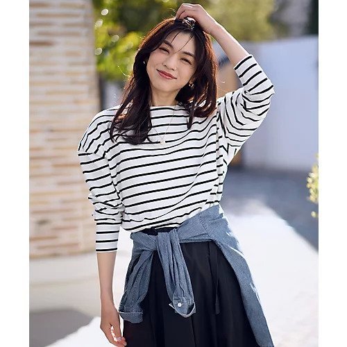 【エニー/ANY】のコクーンボーダープルオーバー 人気、トレンドファッション・服の通販 founy(ファニー) 　ファッション　Fashion　レディースファッション　Fashion for Women　トップス・カットソー　Cut & Sew Tops　カジュアルプルオーバー・ニットトップス　Pullovers & Knit Tops / Casual Pullovers　カラフル　Colorful Design　ストレート　Straight, Straight Cut　デニム　Denim, Jeans Material　ボーダー　Border, Stripe　ワイド　Wide, Wide Fit　吸水　Absorbent, Quick-Dry　洗える　Machine Washable　other-2|ID: prp329100004962007 ipo3291000000037226610