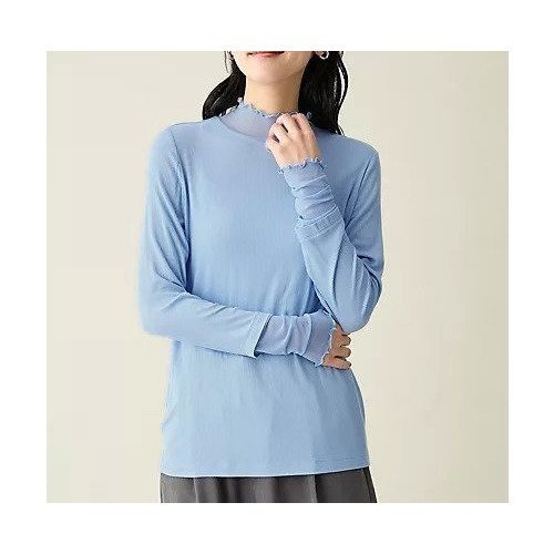 【エニー/ANY】の【新色追加】シアーコンビタートル インテリア・キッズ・メンズ・レディースファッション・服の通販 founy(ファニー) 　ファッション　Fashion　レディースファッション　Fashion for Women　インナー　Innerwear　シアー　Sheer, See-Through　シャーリング　Shirring, Ruched　ストレッチ　Stretch, Stretchy Fabric　チュール　Tulip, Tulip Motif　ベーシック　Basic, Essential　おすすめ　Recommended / Our Picks　[WEB限定]ライトブルー|ID: prp329100004962015 ipo3291000000037226666