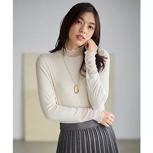 【エニー/ANY】の【新色追加】シアーコンビタートル インテリア・キッズ・メンズ・レディースファッション・服の通販 founy(ファニー) 　ファッション　Fashion　レディースファッション　Fashion for Women　インナー　Innerwear　シアー　Sheer, See-Through　シャーリング　Shirring, Ruched　ストレッチ　Stretch, Stretchy Fabric　チュール　Tulip, Tulip Motif　ベーシック　Basic, Essential　おすすめ　Recommended / Our Picks　エクリュ|ID: prp329100004962015 ipo3291000000037226670