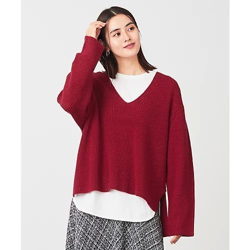 【エニー/ANY】のウールブレンドバルキーニット Vネック インテリア・キッズ・メンズ・レディースファッション・服の通販 founy(ファニー) https://founy.com/ ファッション Fashion レディースファッション Fashion for Women トップス・カットソー Cut & Sew Tops ニット Knit Tops & Sweaters Vネックトップス V-Neck Tops / V-Cut Neckline Shirts アクリル Acrylic Material インナー Innerwear シンプル Simple, Minimal ストレート Straight, Straight Cut スリーブ Sleeve, Long Sleeve / Short Sleeve トレンド Trend, Trending Now バランス Balance, Style Balance ポケット Pocket, Pocket Detail エレガント 上品 Elegant |ID: prp329100004962023 ipo3291000000037226722