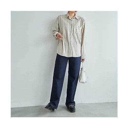 【スタイルデリ/STYLE DELI】の【LUXE】ベルベットタッチストライプ柄シャツ 大人の最旬トレンドファッション＆コーディネート founy(ファウニー) 　ファッション　Fashion　レディースファッション　Fashion for Women　トップス・カットソー　Cut & Sew Tops　シャツ・ブラウス・オフィスカジュアル　Elegant Blouses & Button-Ups　イエロー　Yellow　春　Spring　カフス　Cuff Design　ストライプ　Stripe, Striped Pattern　ストレート　Straight, Straight Cut　スリット　Slit, Slit Detail　長袖　Long Sleeve, Full Sleeve　パーカー　Hoodie, Parka　パール　Pearl, Pearl Accent　フォルム　Silhouette, Form　フロント　Front, Front Design　ベルベット　Velvet, Velvety　ベロア　Velour, Soft Velvet　ポケット　Pocket, Pocket Detail　冬　Winter / This Winter　other-2|ID: prp329100004963483 ipo3291000000037241947