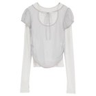 【クラネ/CLANE】のLAYERED TULLE RIBBON CUT TOPS 大人の最旬トレンドファッション＆コーディネート founy(ファウニー) ファッション Fashion レディースファッション Fashion for Women トップス・カットソー Cut & Sew Tops カットソー Cut and Sewn Top ストレッチ Stretch, Stretchy Fabric スリーブ Sleeve, Long Sleeve / Short Sleeve バランス Balance, Style Balance thumbnail GRAY|ID: prp329100004963638 ipo3291000000037243172