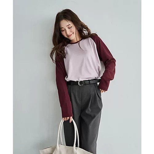 【スタイルデリ/STYLE DELI】の配色ラグランリブ生地プルオーバー インテリア・キッズ・メンズ・レディースファッション・服の通販 founy(ファウニー) 　ファッション　Fashion　レディースファッション　Fashion for Women　トップス・カットソー　Cut & Sew Tops　カジュアルプルオーバー・ニットトップス　Pullovers & Knit Tops / Casual Pullovers　カットソー　Cut and Sewn Top　ストレート　Straight, Straight Cut　スリット　Slit, Slit Detail　なめらか　Smooth, Silky Texture　長袖　Long Sleeve, Full Sleeve　バランス　Balance, Style Balance　ベーシック　Basic, Essential　ラベンダー　Lavender　リラックス　Relax, Relaxed Fit　冬　Winter / This Winter　エレガント 上品　Elegant　ワイン|ID: prp329100004963645 ipo3291000000037243239